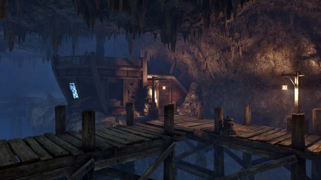 An exterior view of the Captain’s Quarters in the Thieves Den in Oblivion Remastered.