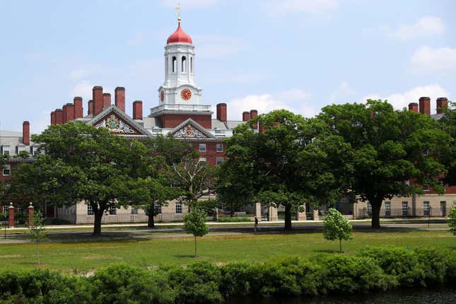 A view of the campus of Harvard University on July 08, 2020, in Cambridge, Massachusetts. Harvard and Massachusetts Institute of Technology has sued the Trump administration for its decision to strip international college students of their visas if all of their courses are held online.