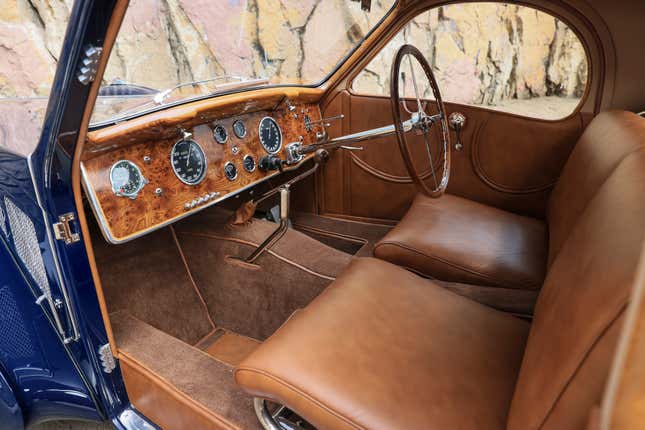 Interior of a 1937 dark blue Bugatti Type 57SC Atalante