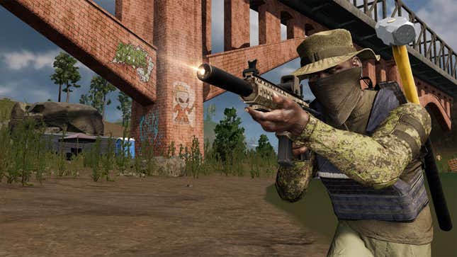 A screenshot shows a man shooting a gun in The Culling 2. 