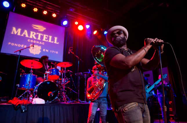 Questlove, left, and Black Thought of The Roots performs during the Martell Vanguard Experience event at Garden Theater on March 9, 2016 in Detroit, Michigan.