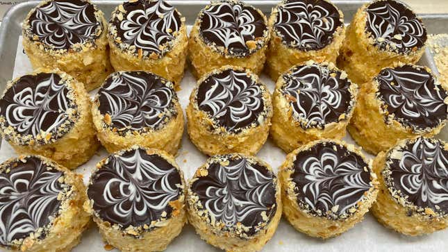 Boston Cream Pies on tray at Omni Parker House hotel