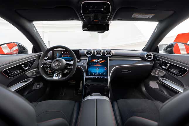 Dashboard shot of a Mercedes-AMG CLE53 coupe's interior