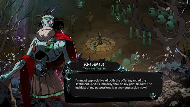 A screenshot of the portrait art of one of Hades 2's characters.