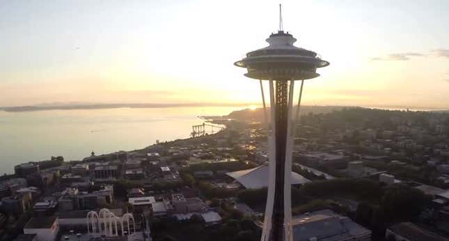 Space Needle drone video