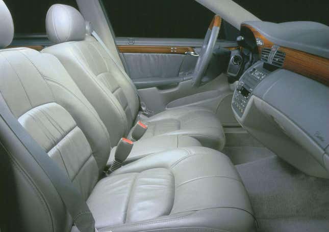A photo of the front bench seat in the 2000 Cadillac DeVille