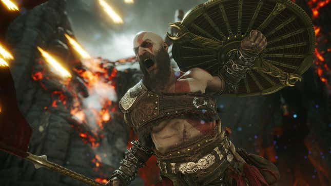 Kratos roars in horror as Atreus ruins yet another puzzle he wasn't stuck on.