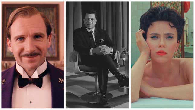 Ralph Fiennes in The Grand Budapest Hotel, Jeffrey Wright in The French Dispatch, Scarlett Johansson in Asteroid City