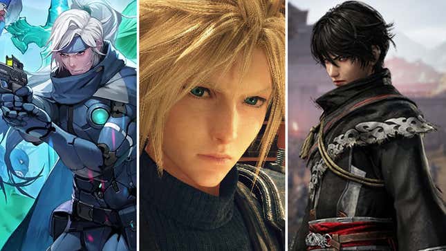 Art shows Blade Chimera, Final Fantasy VII: Rebirth, and Dynasty Warriors: Origins.