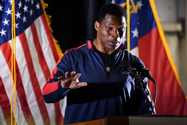 Republican nominee for U.S Senate Herschel Walker speaks during a campaign rally Thursday, Nov. 10, 2022 in Canton, Ga.. Walker is in a runoff with incumbent Democrat Raphael Warnock. 