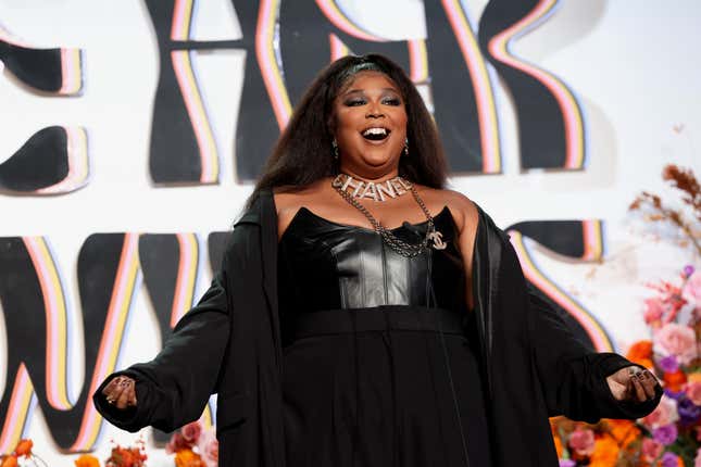 Lizzo attends Femme It Forward Give Her FlowHERS Gala 2023 at The Beverly Hilton on November 10, 2023 in Beverly Hills, California.