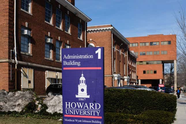 A sign welcomes visitors to Howard University in Washington, DC, on February 1, 2022. - Authorities are investigating bomb threats made against UDC, Howard University, and Morgan State University. This is the second day in a row that historically Black colleges and universities across the US have been targeted by similar threats