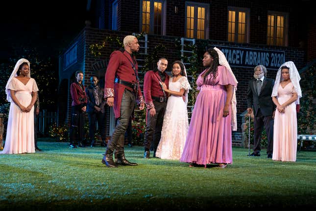 The Shakespeare in the Park production of Much Ado About Nothing, directed by Kenny Leon, in New York City’s Central Park. 