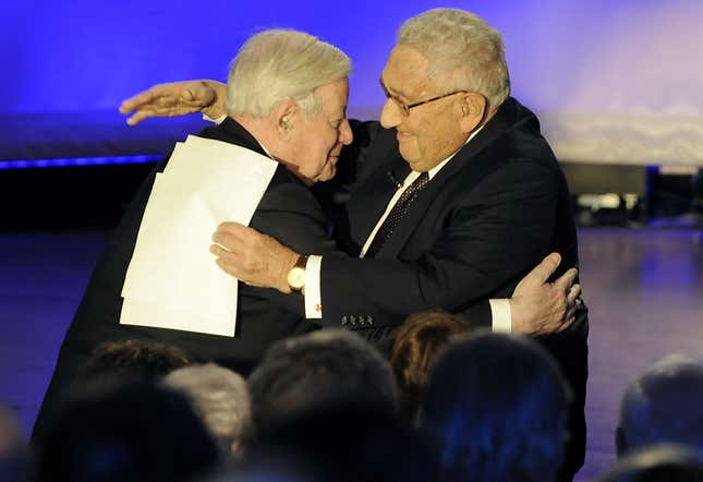With former German chancellor Helmut Schmidt, Jan. 2009. (AP Photo/Maurizio Gambarini)