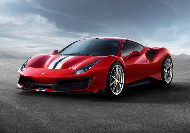 Una foto de prensa de un Ferrari 488 rojo 