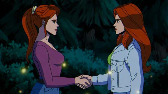 Two Jean Grey's shake hands