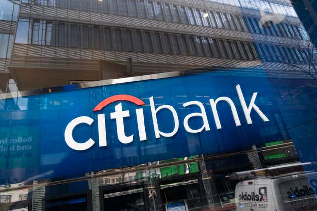 FILE - A Citibank office in New York is shown in this Wednesday, Jan. 13, 2021, file photo. A financial analyst who was fired by Citibank after claiming a two-sandwich lunch on expenses has lost a legal battle for wrongful dismissal. A British judge has ruled that the bank was entitled to sack Szabolcs Fekete for gross misconduct because he lied when he claimed to have consumed two sandwiches, two coffees and two pasta dishes during a work trip, when he had really shared them with his partner. (AP Photo/Mark Lennihan, File)