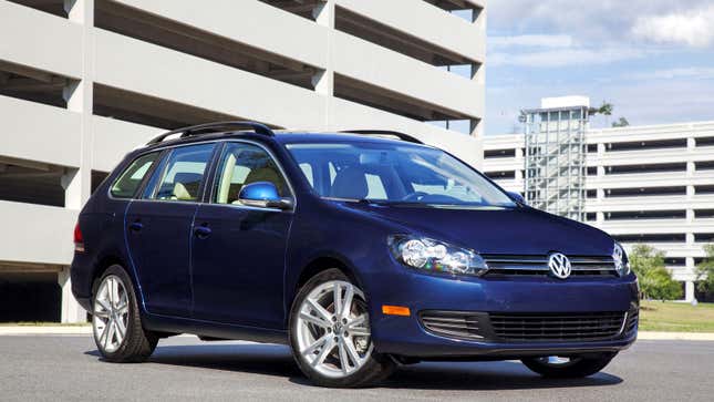 A photo of a blue Jetta SportWagen 