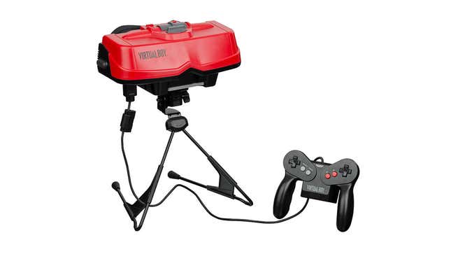 A Nintendo Virtual Boy game console sits on a white backdrop.