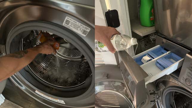 Cleaning a washing machine.