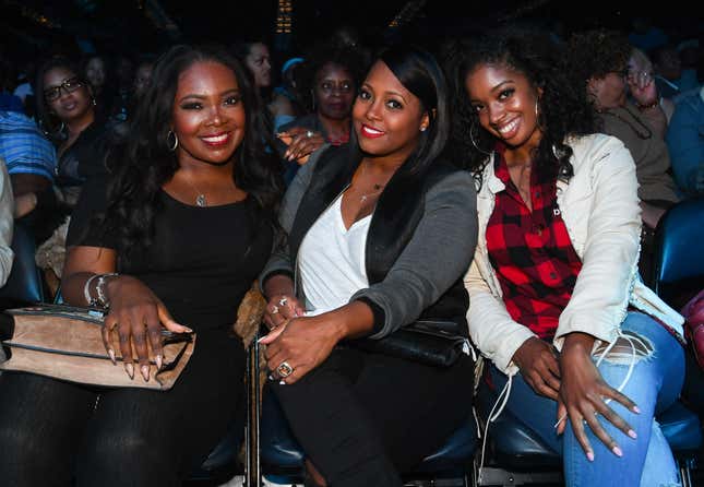 ATLANTA, GA - APRIL 07: (L-R) Tobey R. Sanders, actress Keisha Knight Pulliam, and Arian Simone attend the “Festival of Laughs” tour at Philips Arena on April 7, 2017 in Atlanta, Georgia. 