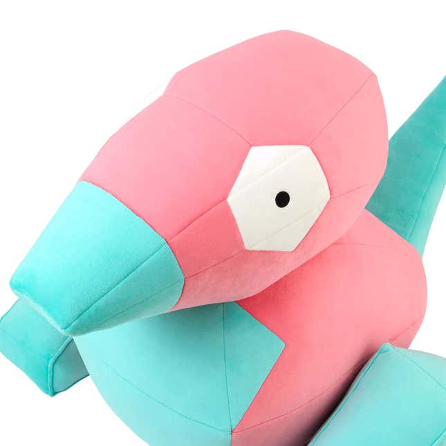 A close-up of the Porygon plush.