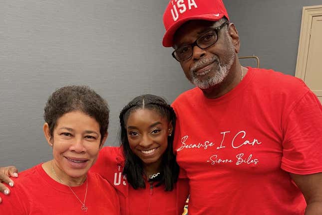 Simone Biles with parents Ronald and Nellie Biles.