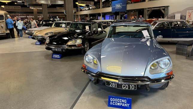 A lineup of Citroën DS models at the Mullin Museum