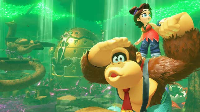 A screenshot of Donkey Kong Banaza shows off the game. 