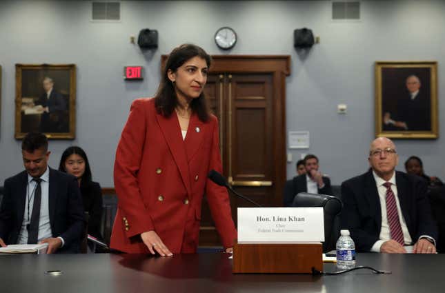 FTC Chair Lina Khan testifying before the House Appropriations Subcommittee in Washington, D.C..