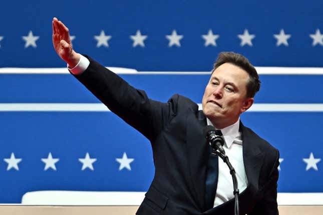 Image for article titled Black Folks Warned America, But Elon Musk Showed Us Who He Really Is With That Salute.