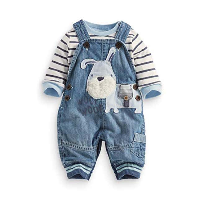 Image for article titled LvYinLi Cute Baby Boys Clothes Toddler Boys&#39; Romper Jumpsuit Overalls Stripe Rompers Sets (3-9 months, Now 22% Off