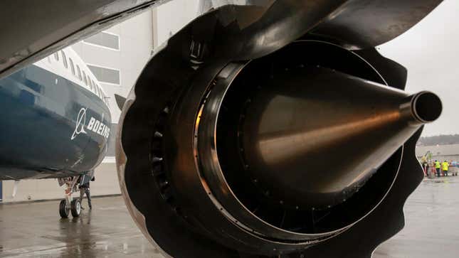 A CFM engine on a Boeing plane