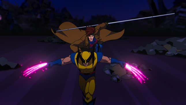 Ja, das ist Wolverine, dessen Krallen durch Gambits kinetische Energie aufgeladen sind.  Ja, es brachte uns dazu, „Ooooh!“ zu sagen.  als wir es sahen.