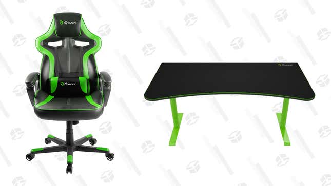 Arozzi Milano Gaming/Office Chair | $180 | Best Buy
Arozzi Arena Ultrawide Curved Gaming Desk | $300 | Best Buy