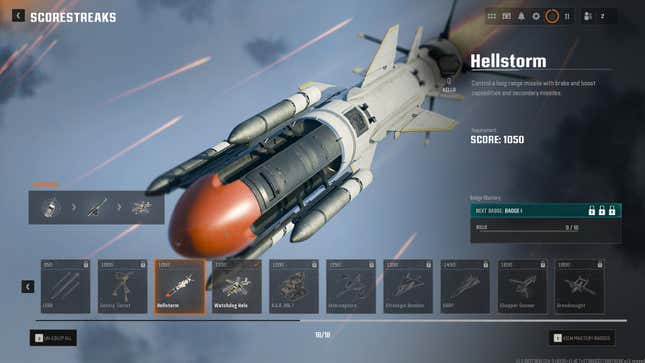 The Hellstorm scorestreak unlock screen in Black Ops 6.