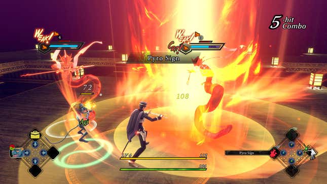 The main character battles demons.