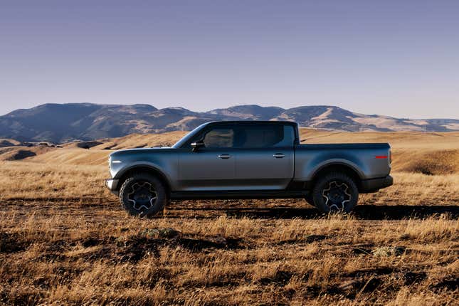 Side view of a grey Scout Terra pickup