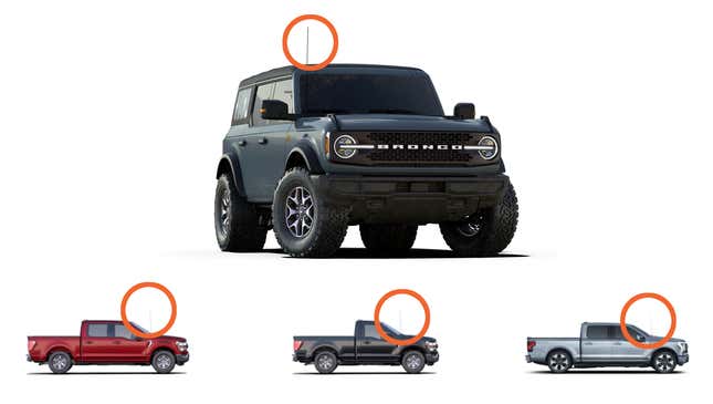 Image for article titled Here's Why A Modern Truck Like the 2022 Ford F-150 Lightning Still Has Such An Old-School Antenna