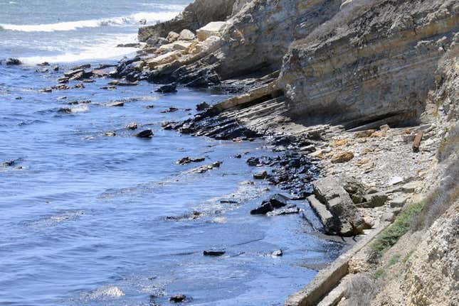 The oil slick, as viewed from the shore.
