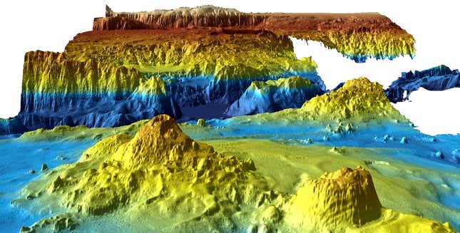An undated Geoscience Australia image shows a computer generated three-dimensional view of the sea floor obtained from mapping data collected during the first phase of the search for missing Malaysia Airlines flight MH370.