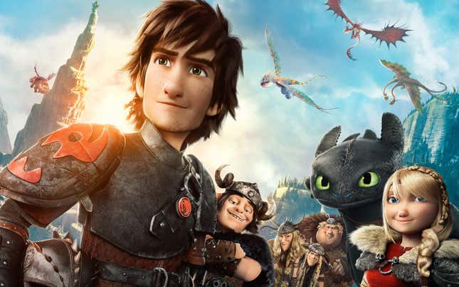Main poster for Dreamworks' How to Train Your Dragon 2, featuring the main cast.