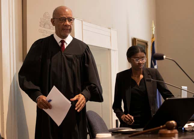 Judge Clifton Newman walks in during Alex Murdaugh’s sentencing at the Colleton County Courthouse in Walterboro, S.C., on Friday, March 3, 2023 after he was found guilty on all four counts. 