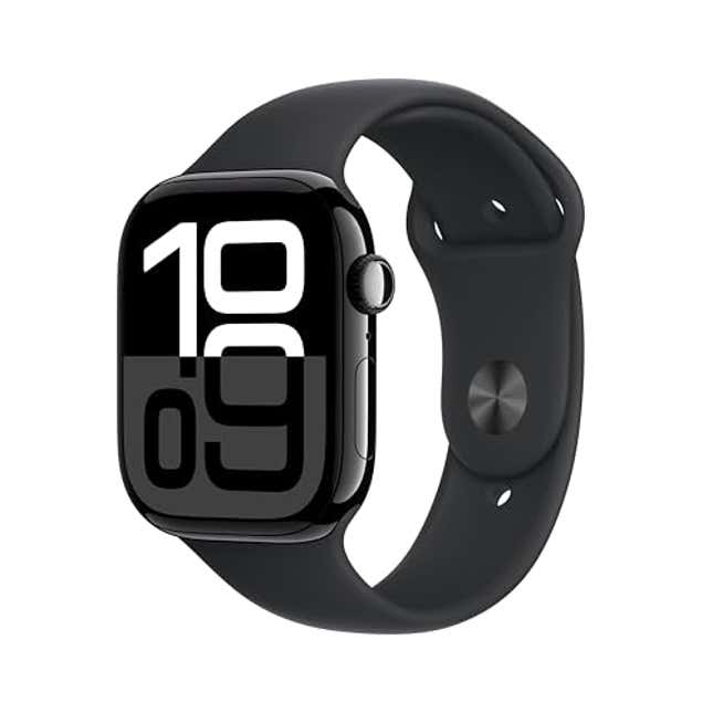 Image for article titled Apple Watch Series 10 [GPS + Cellular 46mm case] Smartwatch with Jet Black Aluminium Case with Black Sport Band, Now 19% Off