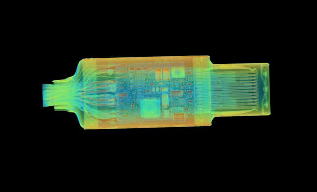 Image for article titled Here&#39;s What the Furby and Other Gadgets Look Like in a CT Scanner