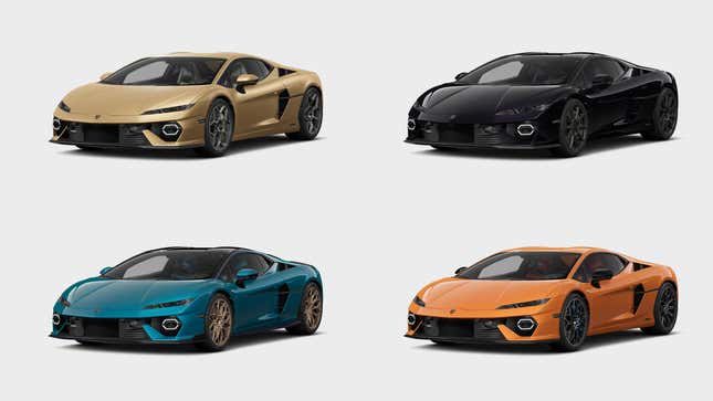 Collage of four Lamborghini Temerario configurator images