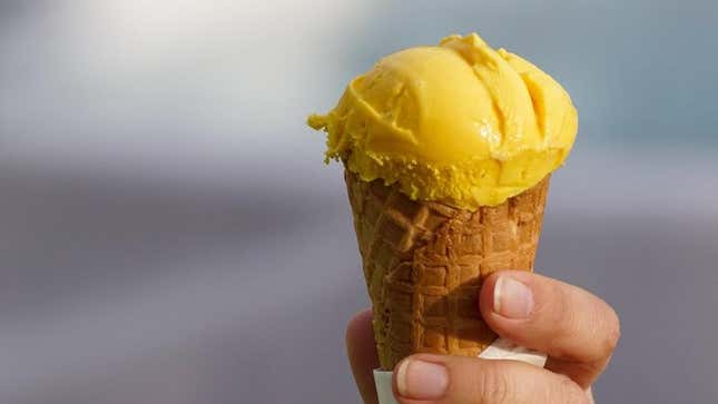 Ice cream with flowers on top