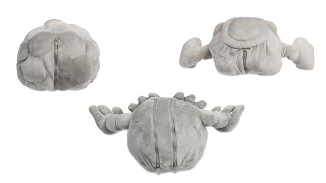 The reverse of all three forms of the plush.