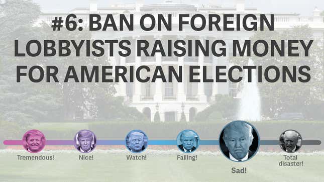 Image for article titled Trump made 28 promises for his first 100 days. We graded how he’s doing half-way through