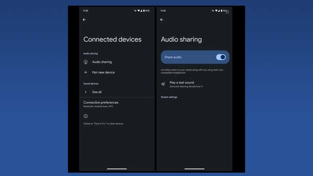 A screenshot of the new connected devices menu 